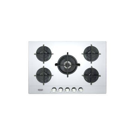De Longhi Slf575Lb2 Piano Cottura 75Cm 5 Fuochi A Gas In Vetro Temperato Bianco